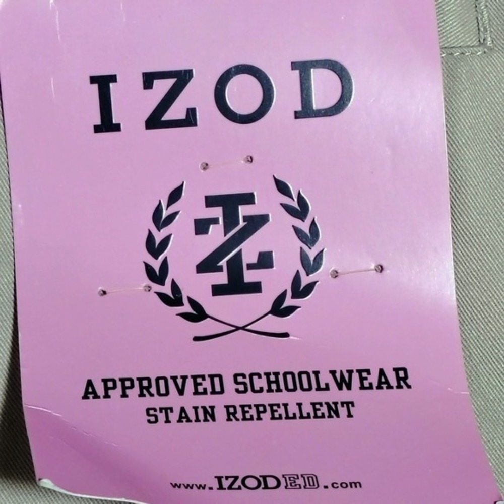 IZOD Girls Plus Schoolwear Pants Stain Repellent Adjustable Khaki Size 18 1/2 - Picture 7 of 10